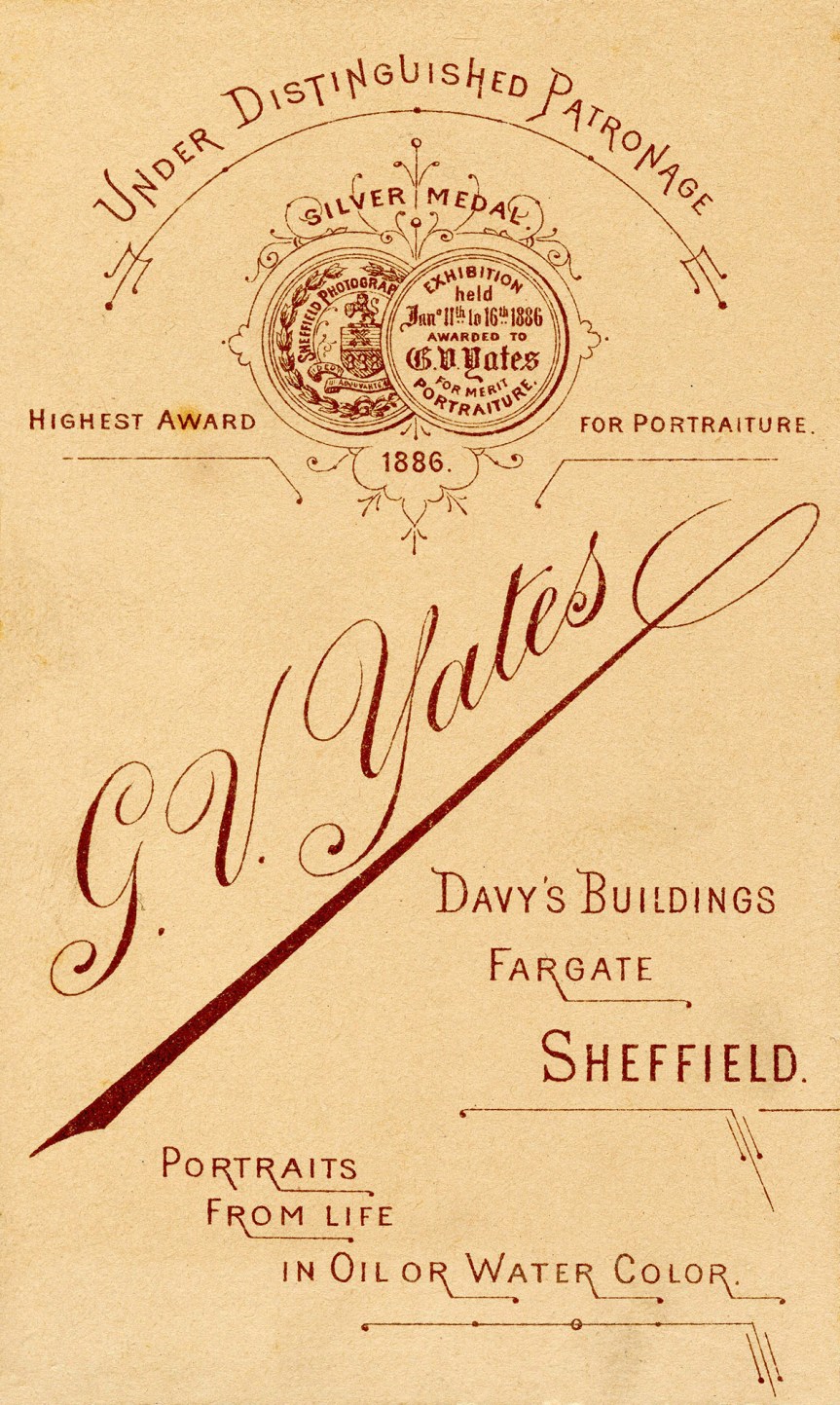 Carte de Visite : G V Yates, Sheffield