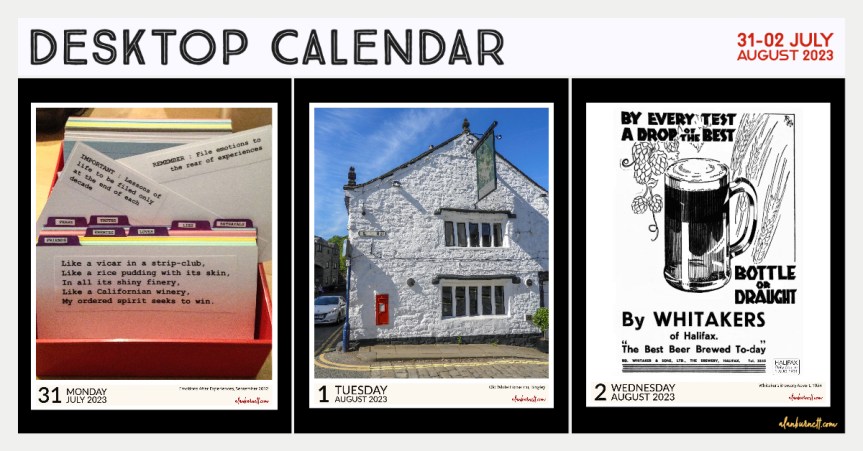 Desktop Calendar : 31 July – 2 August&nbsp;2023